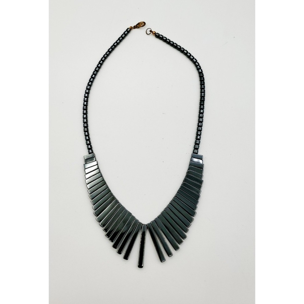 Vtg Estate Hematite 16" Egyptian Revival Necklace‎